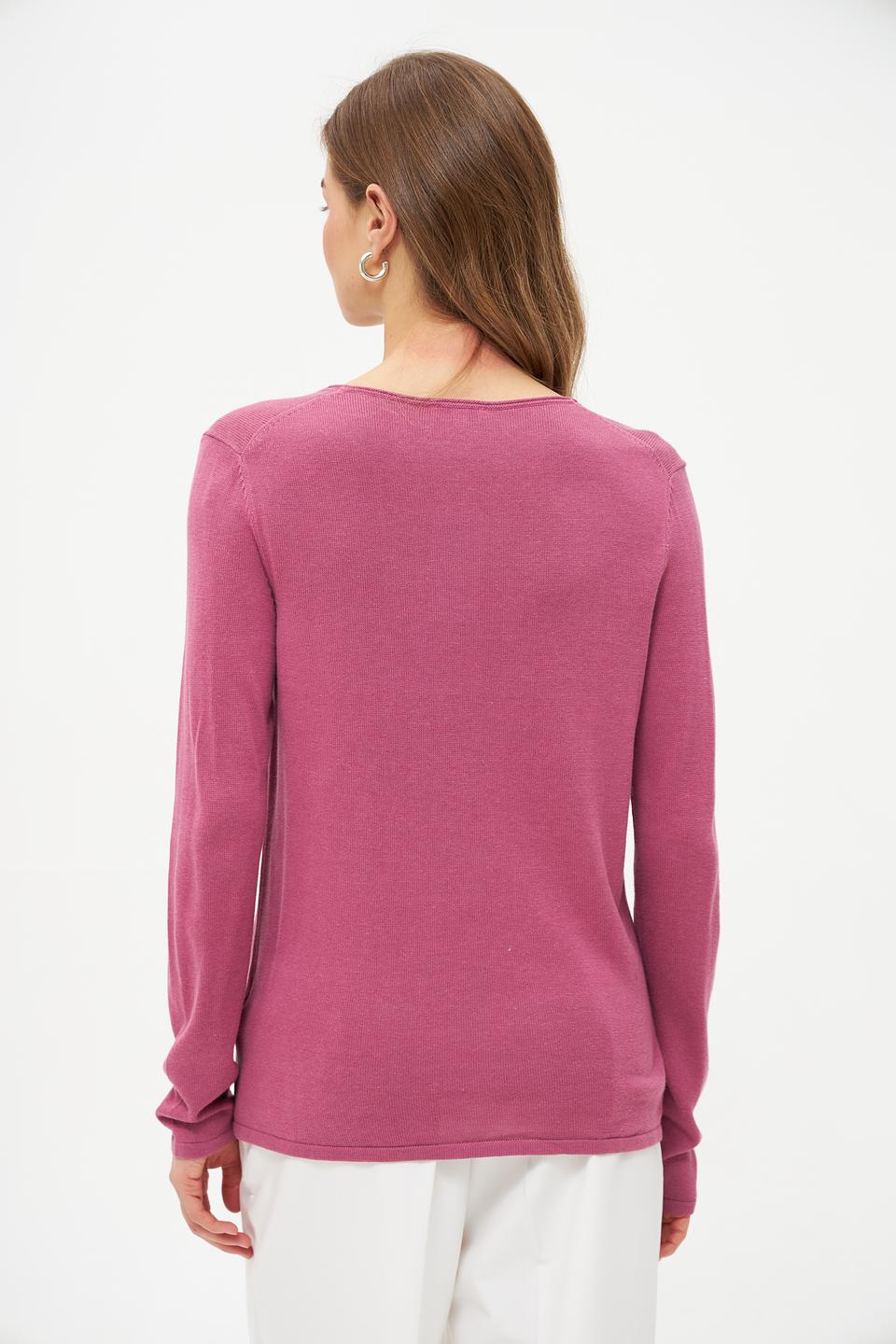 Пуловер Tom Tailor малиновый V-образный