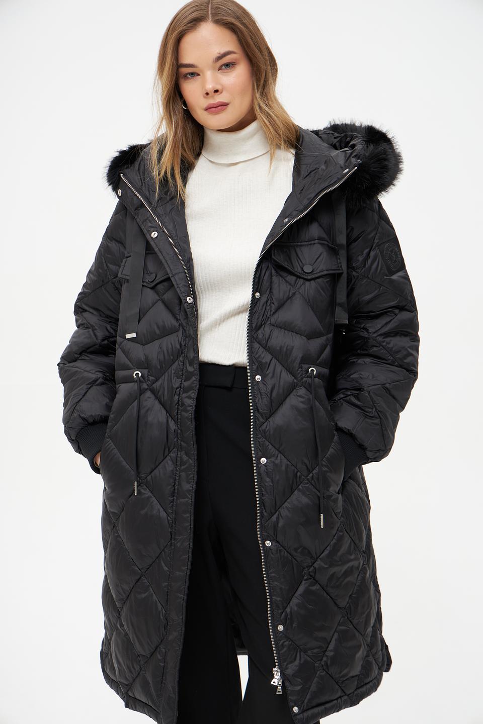 Пальто Marc Aurel стеганое чёрное