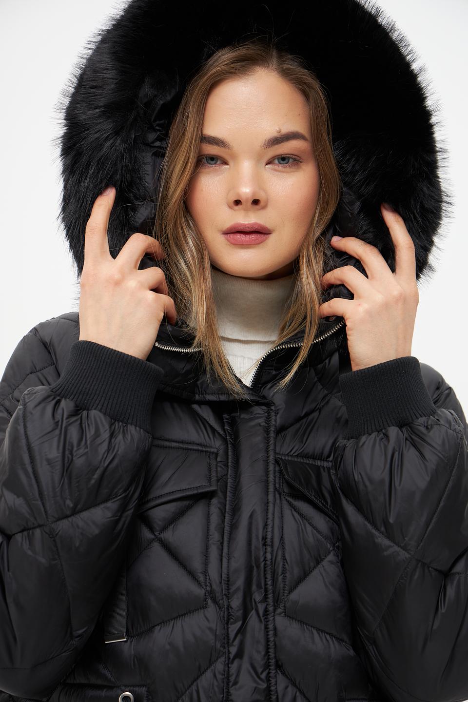 Пальто Marc Aurel стеганое чёрное