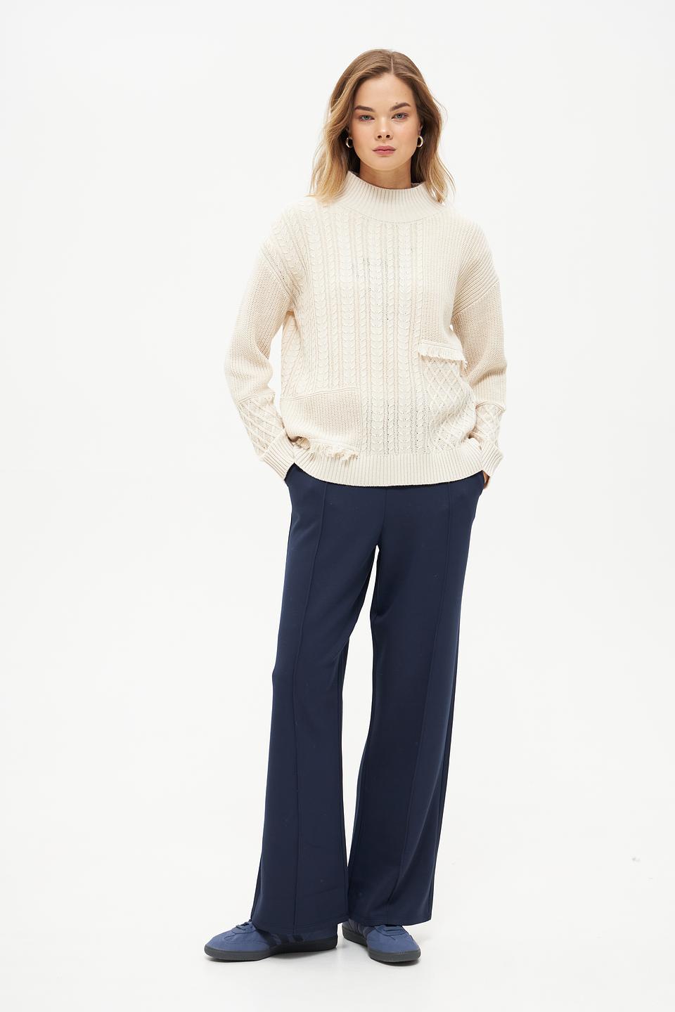 Пуловер Olsen с косами кремовый