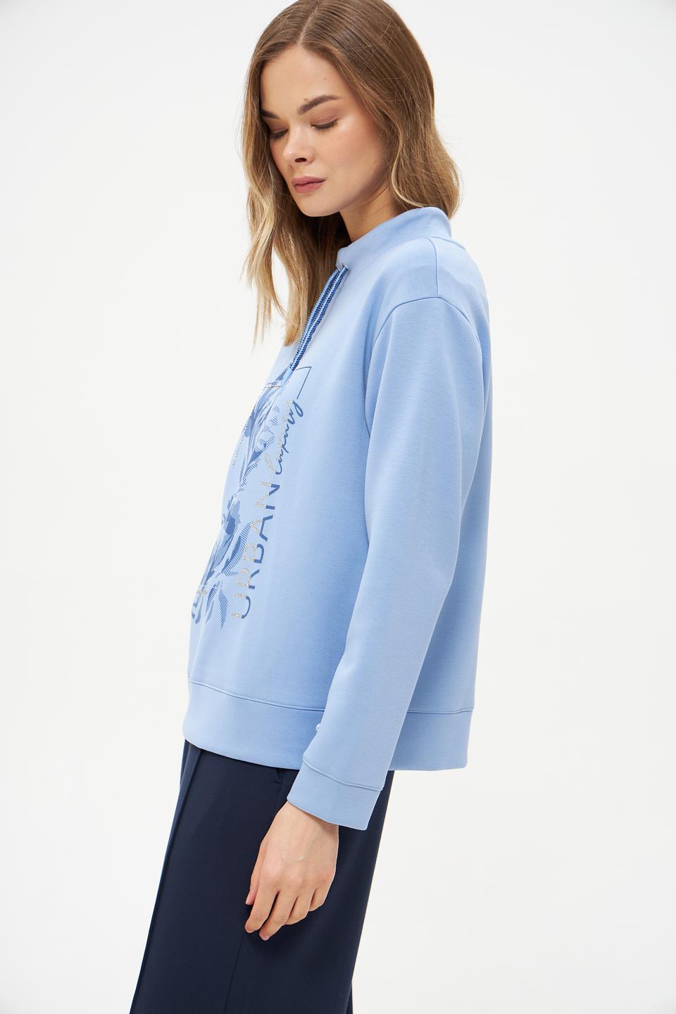 Пуловер Olsen с цветочным принтом голубой