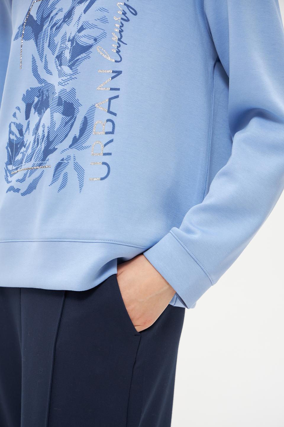 Пуловер Olsen с цветочным принтом голубой