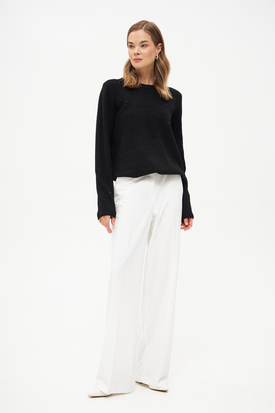 Пуловер Taifun с бусинами чёрный