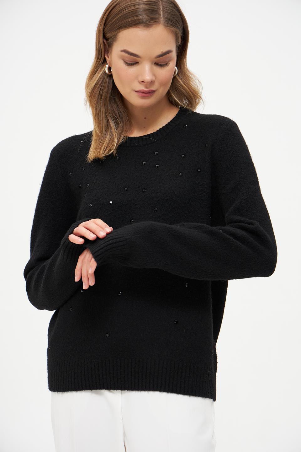 Пуловер Taifun с бусинами чёрный