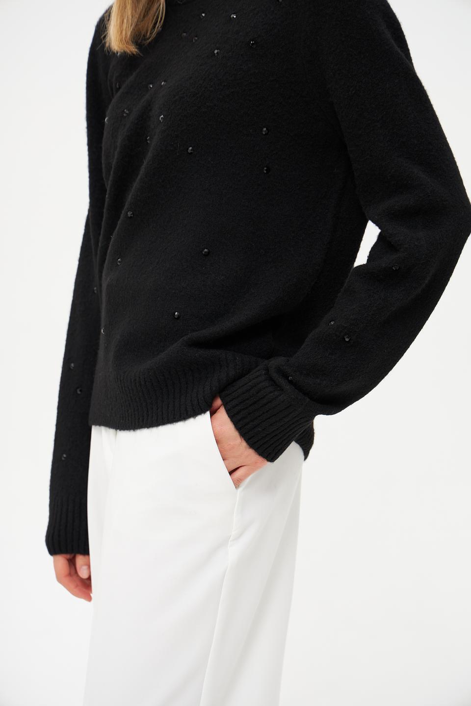 Пуловер Taifun с бусинами чёрный