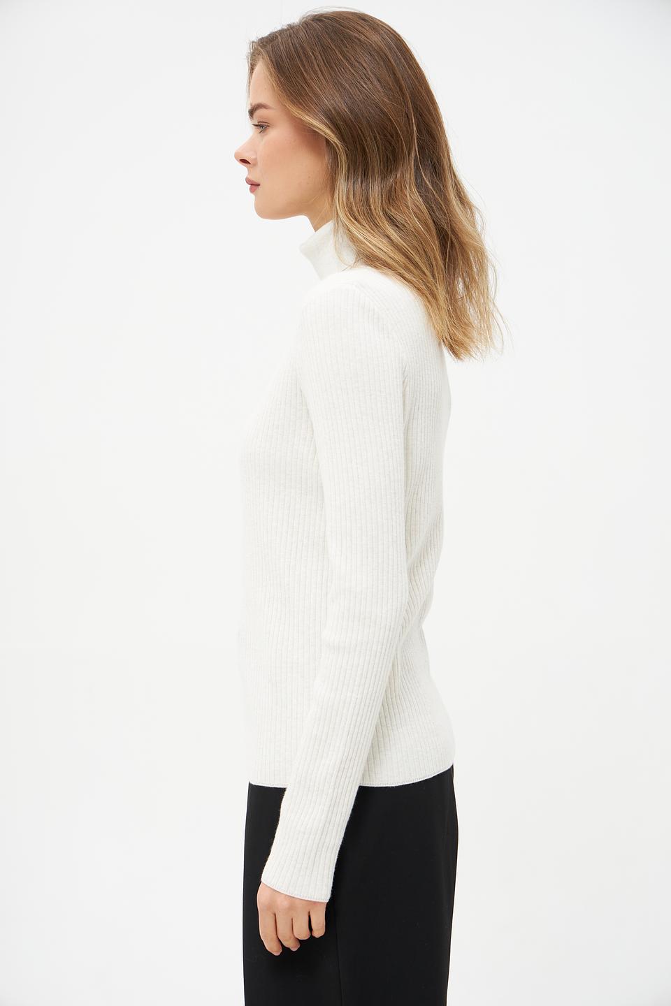 Водолазка Oui белая рифленая
