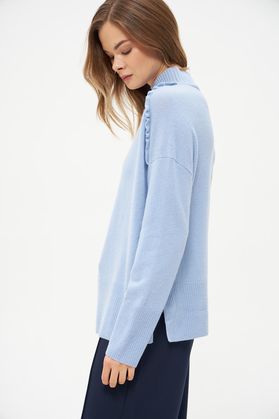 Пуловер Marc Cain с рюшами голубой