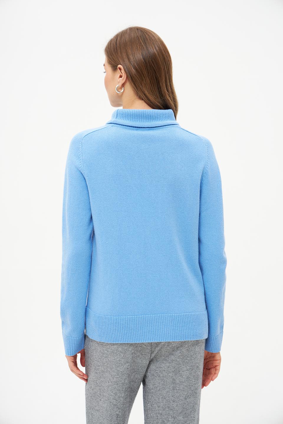 Пуловер Rabe collection голубой с воротником-стойкой