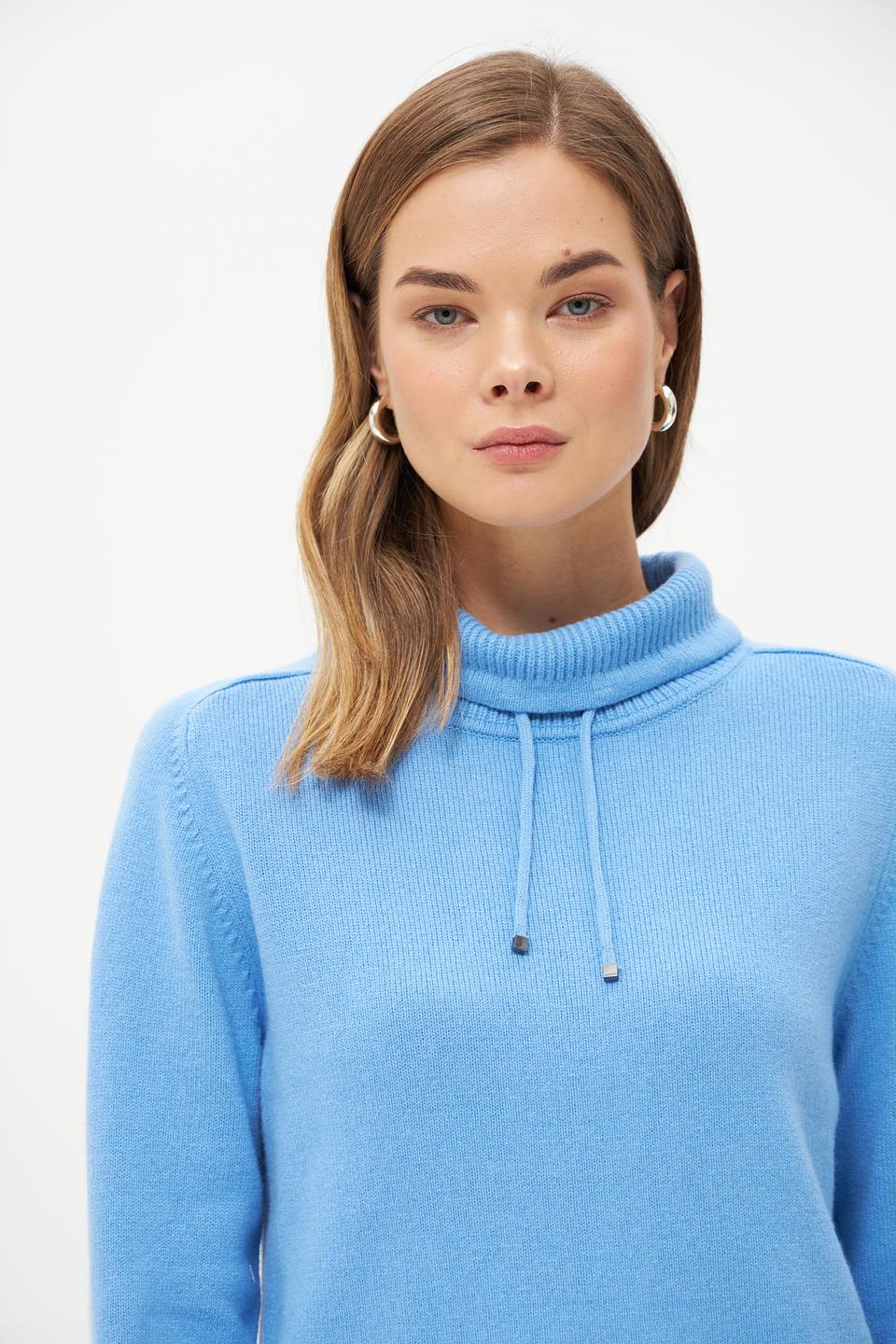 Пуловер Rabe collection голубой с воротником-стойкой