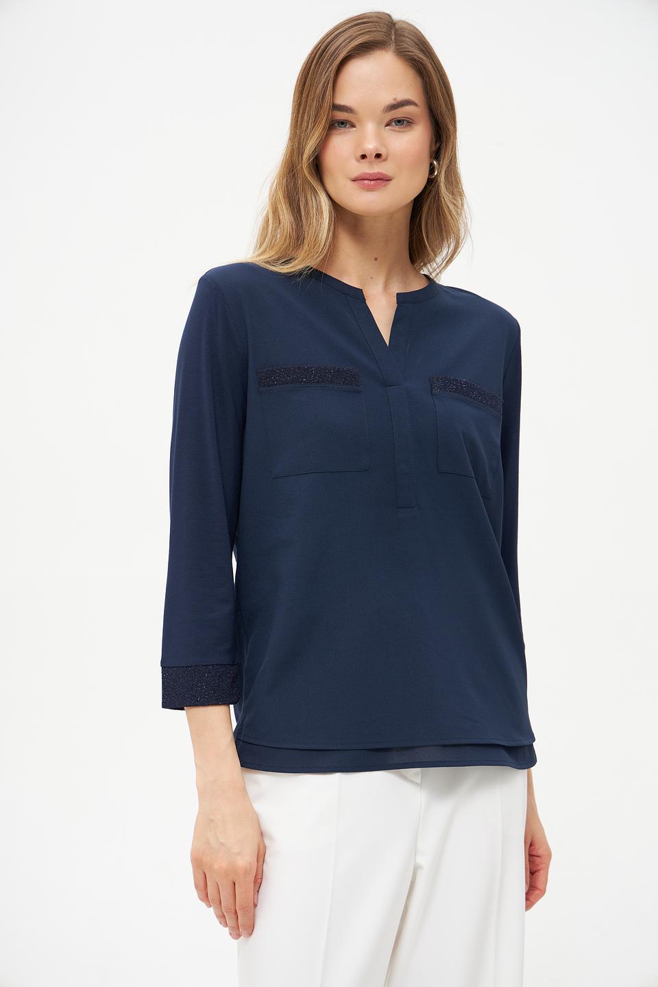 Блуза Rabe collection с карманами темно-синяя