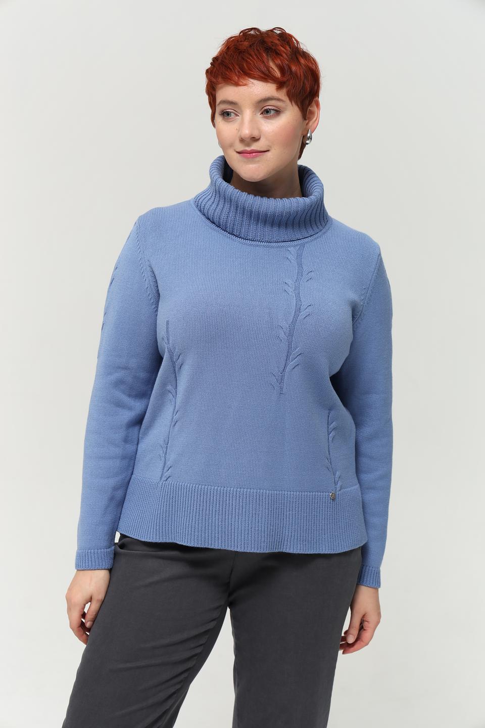 Пуловер Gollehaug с косами голубой