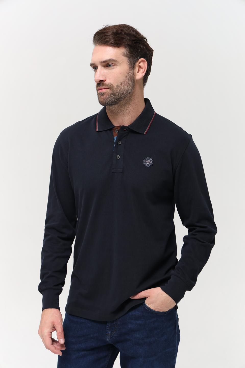 Поло Granchio с длинным рукавом тёмно-синее