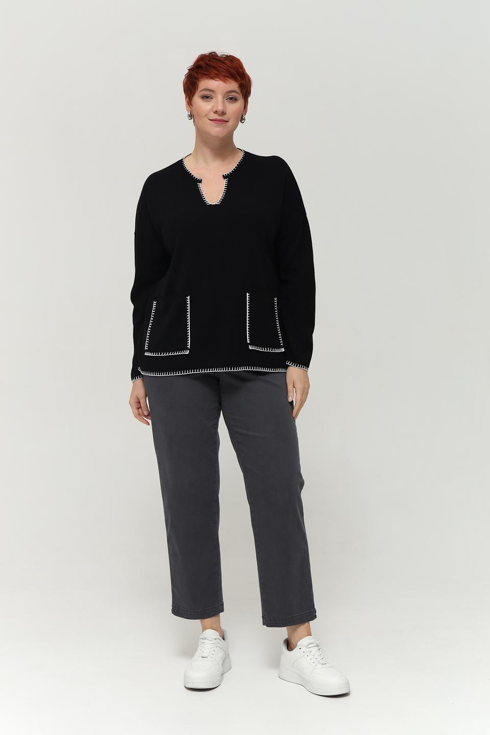Пуловер Doris Streich с карманами чёрный