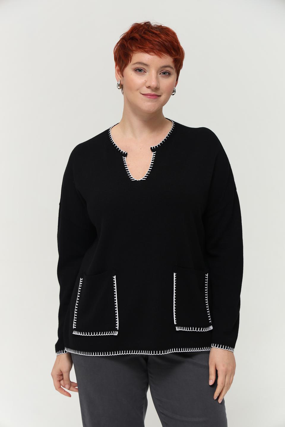 Пуловер Doris Streich с карманами чёрный