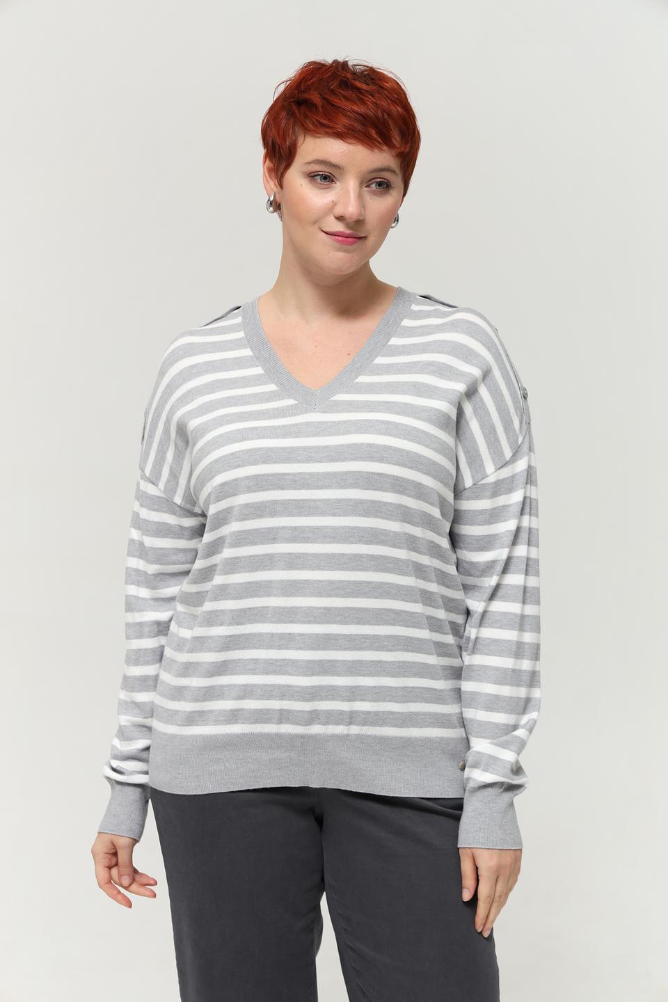 Пуловер Olsen в полоску серый