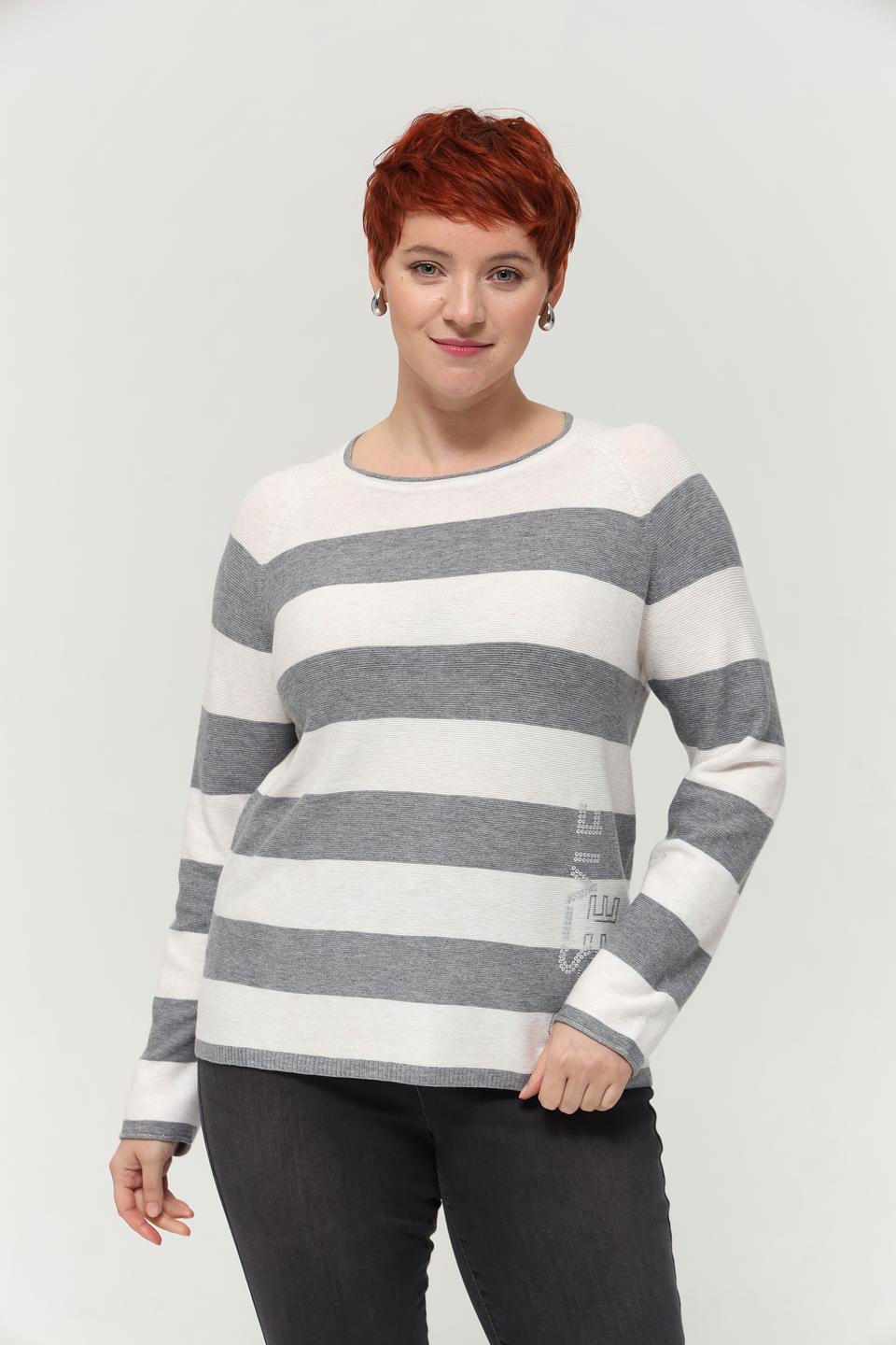 Пуловер Rabe collection в полоску серый