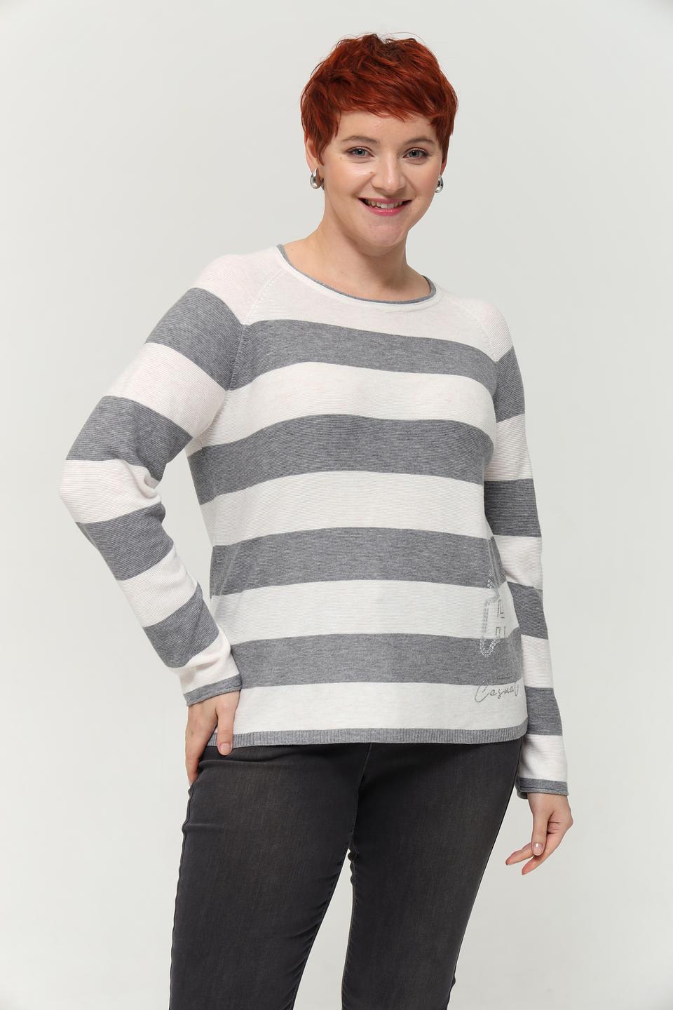 Пуловер Rabe collection в полоску серый