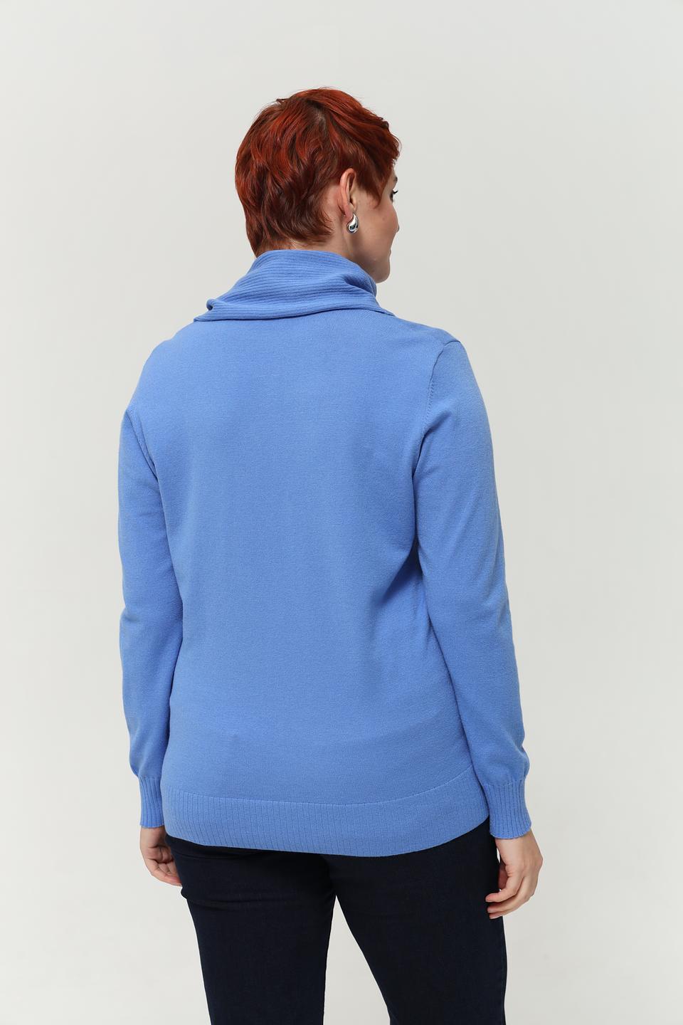 Пуловер Lebek голубой с воротником-холом