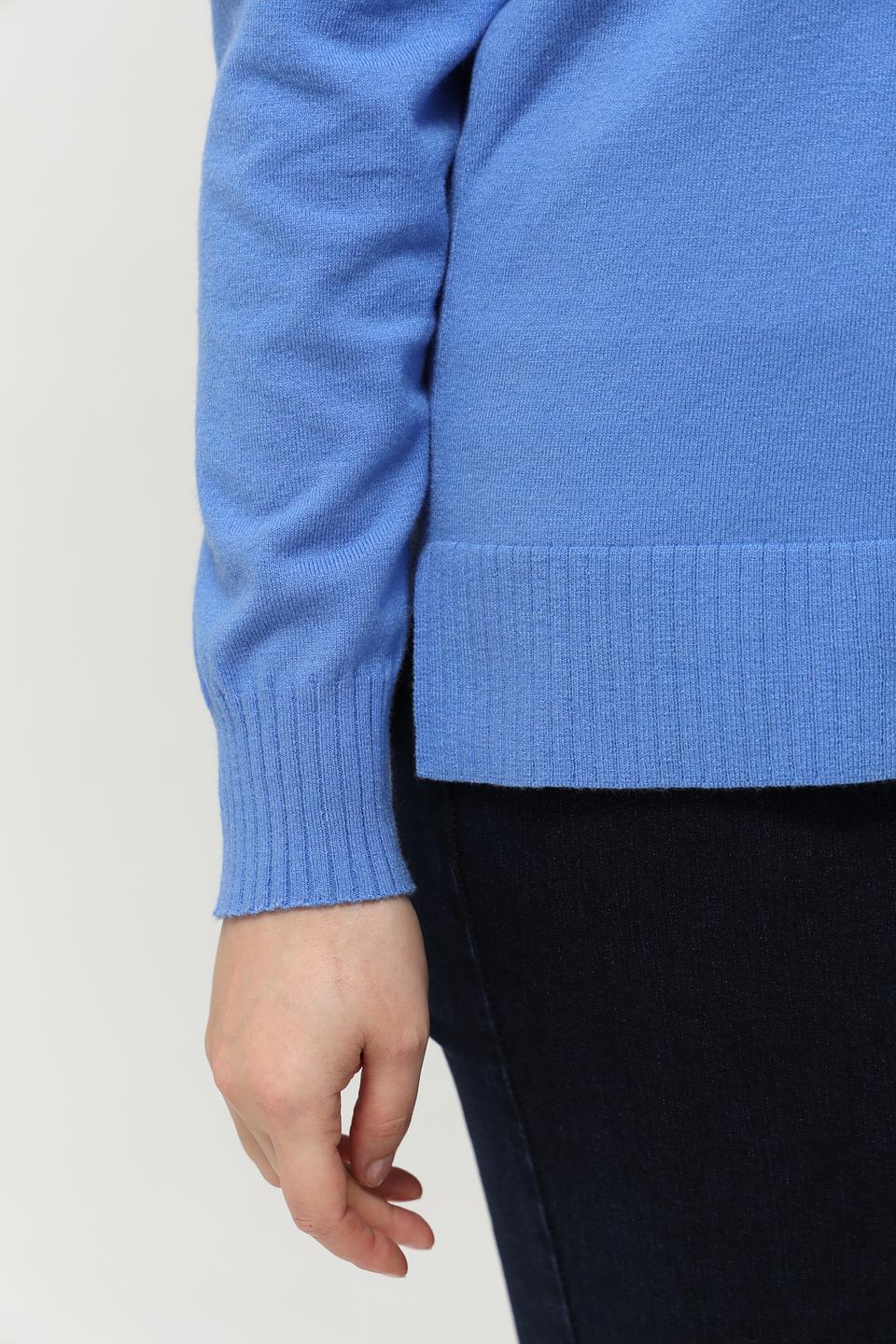 Пуловер Lebek голубой с воротником-холом