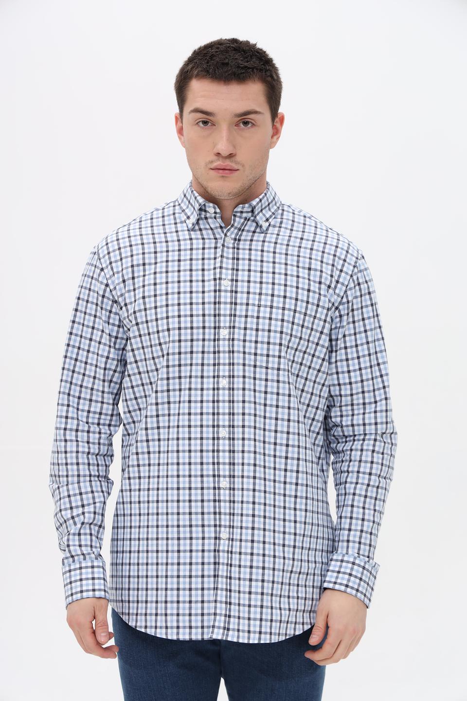 Рубашка Seidensticker в клетку голубая