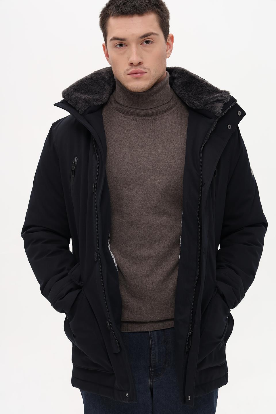 Куртка New Canadian чёрная с мехом