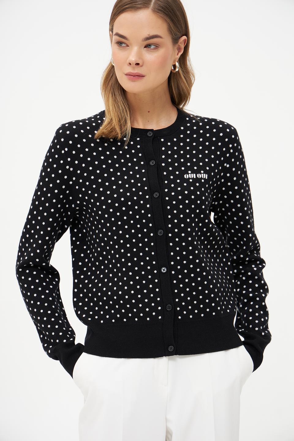 Жакет Oui в горошек чёрный