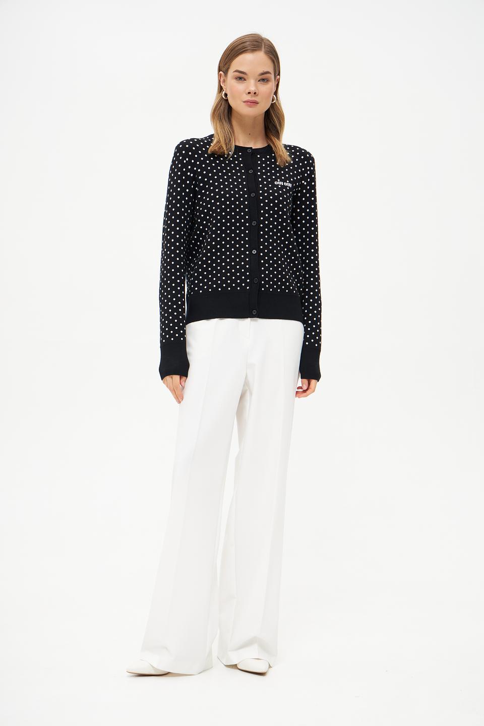 Жакет Oui в горошек чёрный