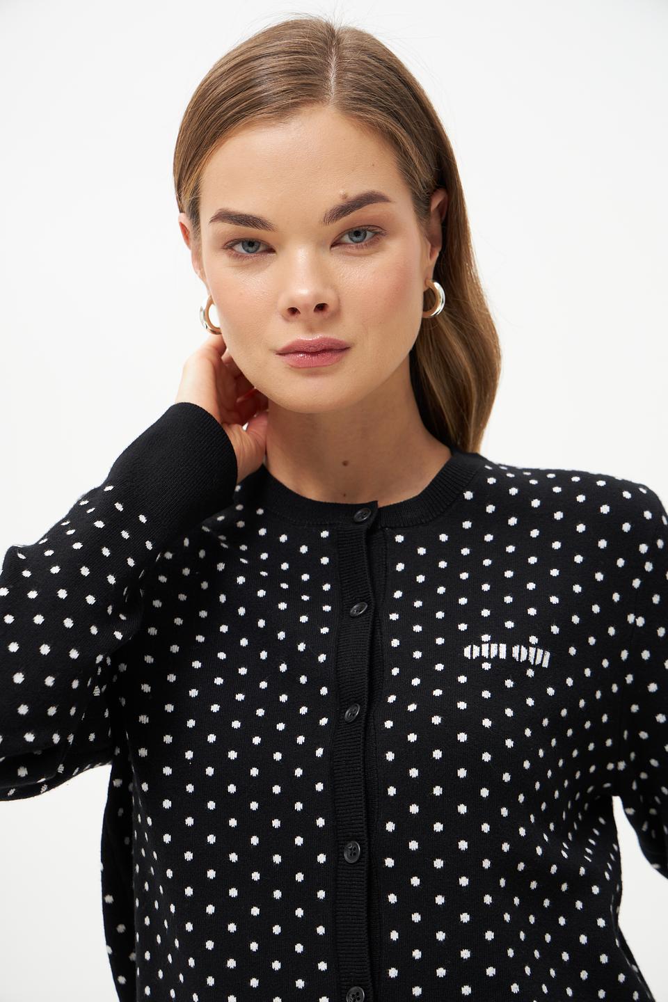 Жакет Oui в горошек чёрный