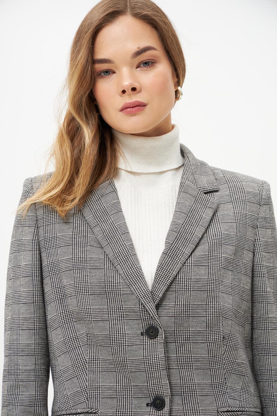 Жакет Oui в клетку серый