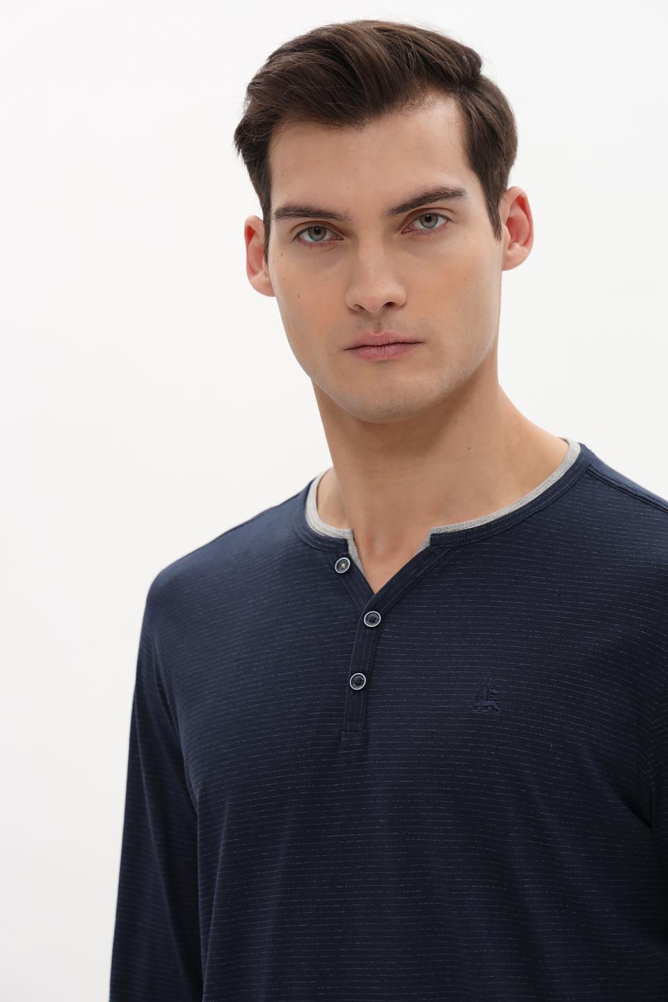 Лонгслив Lerros темно-синий с планкой