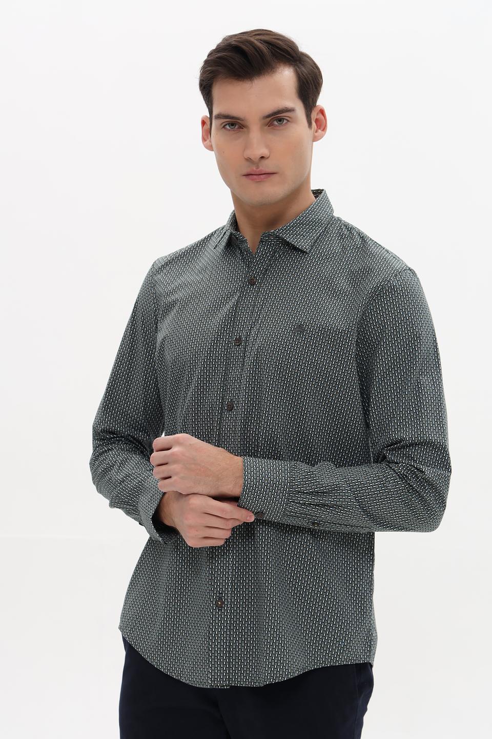 Рубашка Lerros с принтом, темно-зелёная