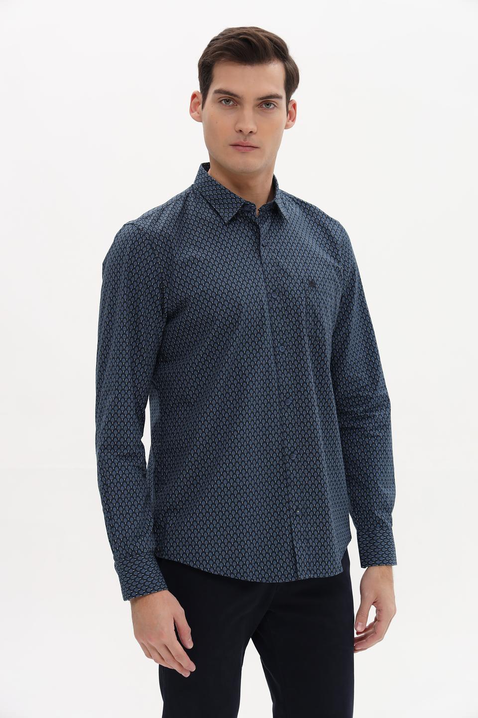 Рубашка Lerros с принтом синий