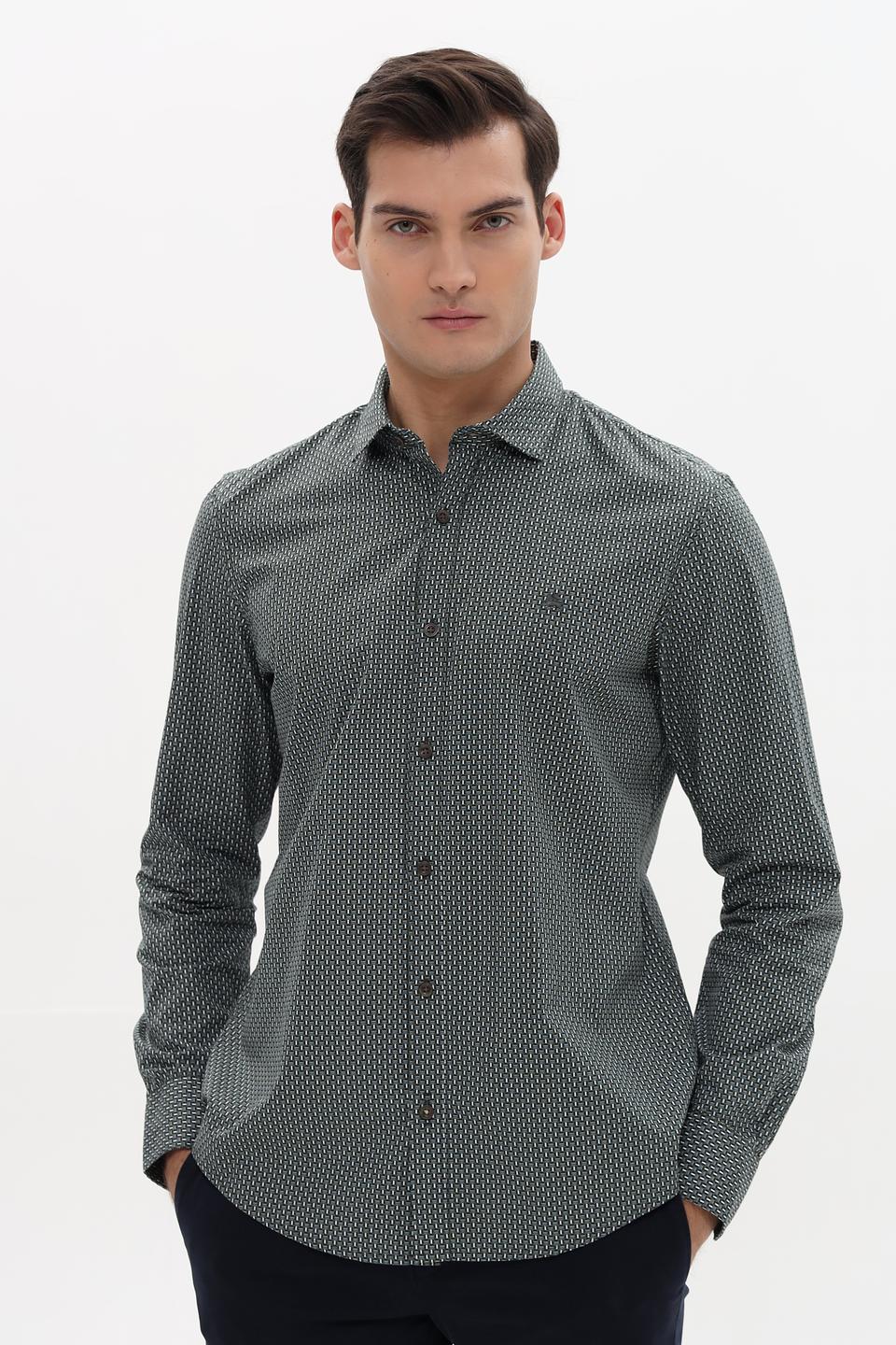 Рубашка Lerros с принтом, темно-зелёная