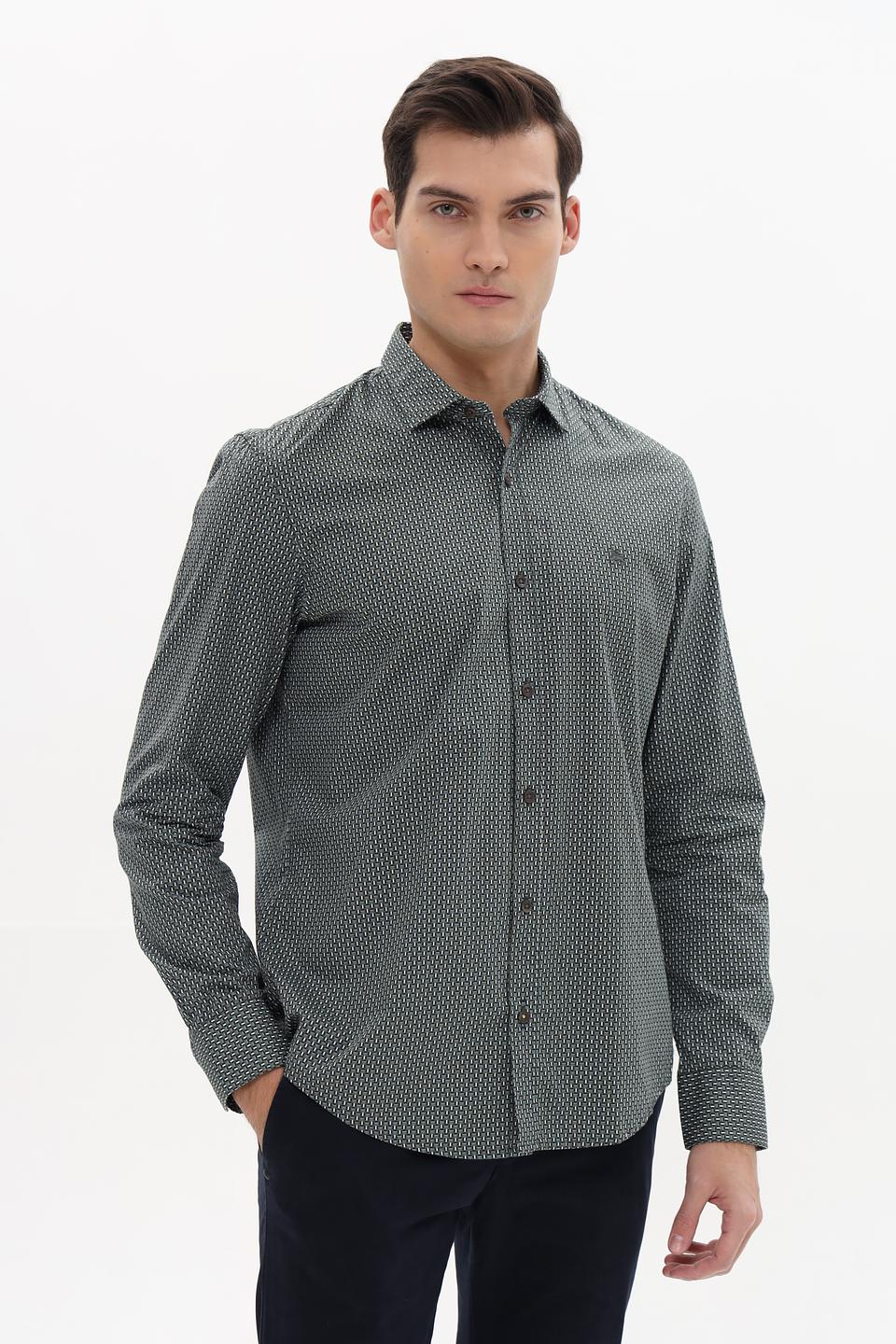 Рубашка Lerros с принтом, темно-зелёная