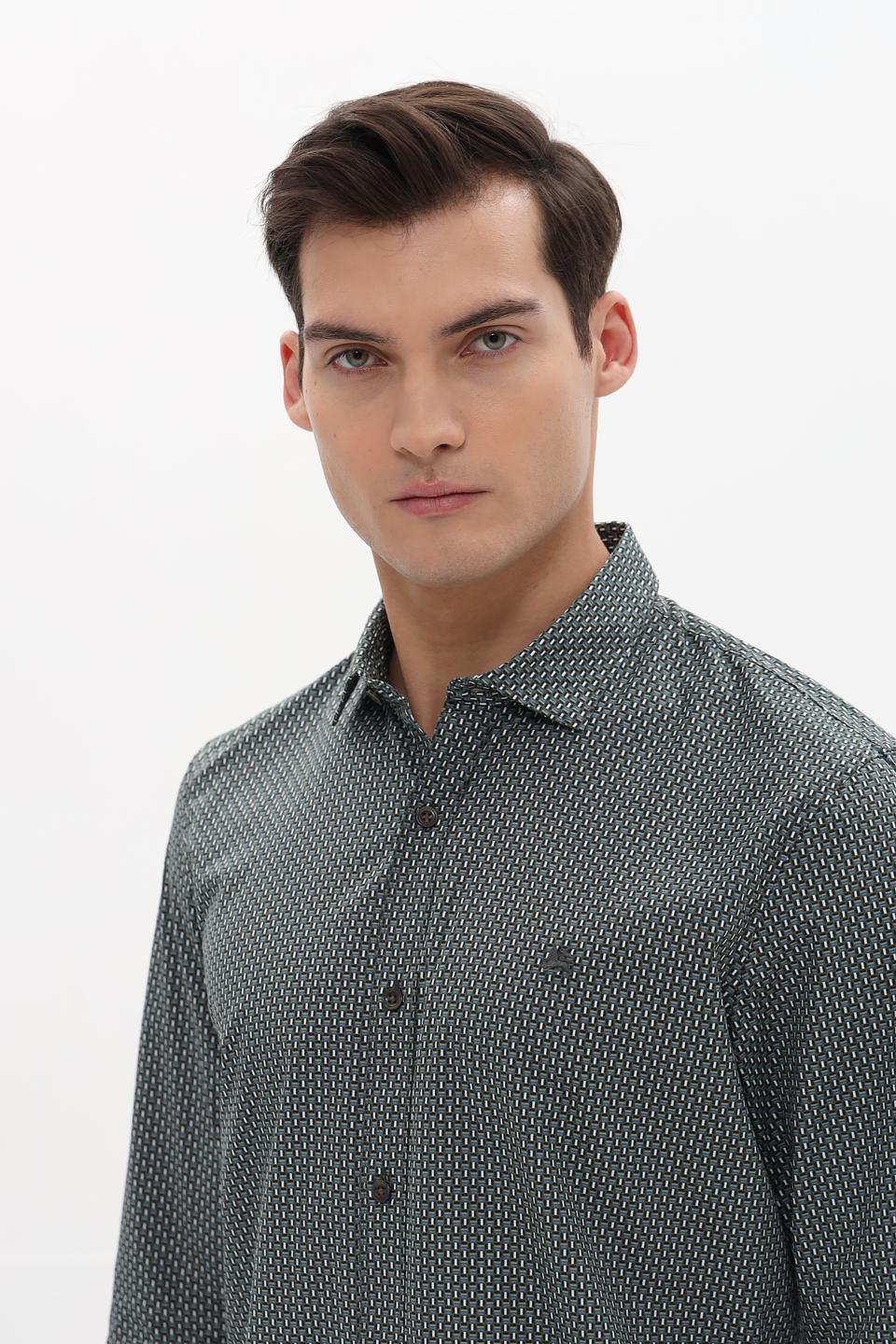 Рубашка Lerros с принтом, темно-зелёная