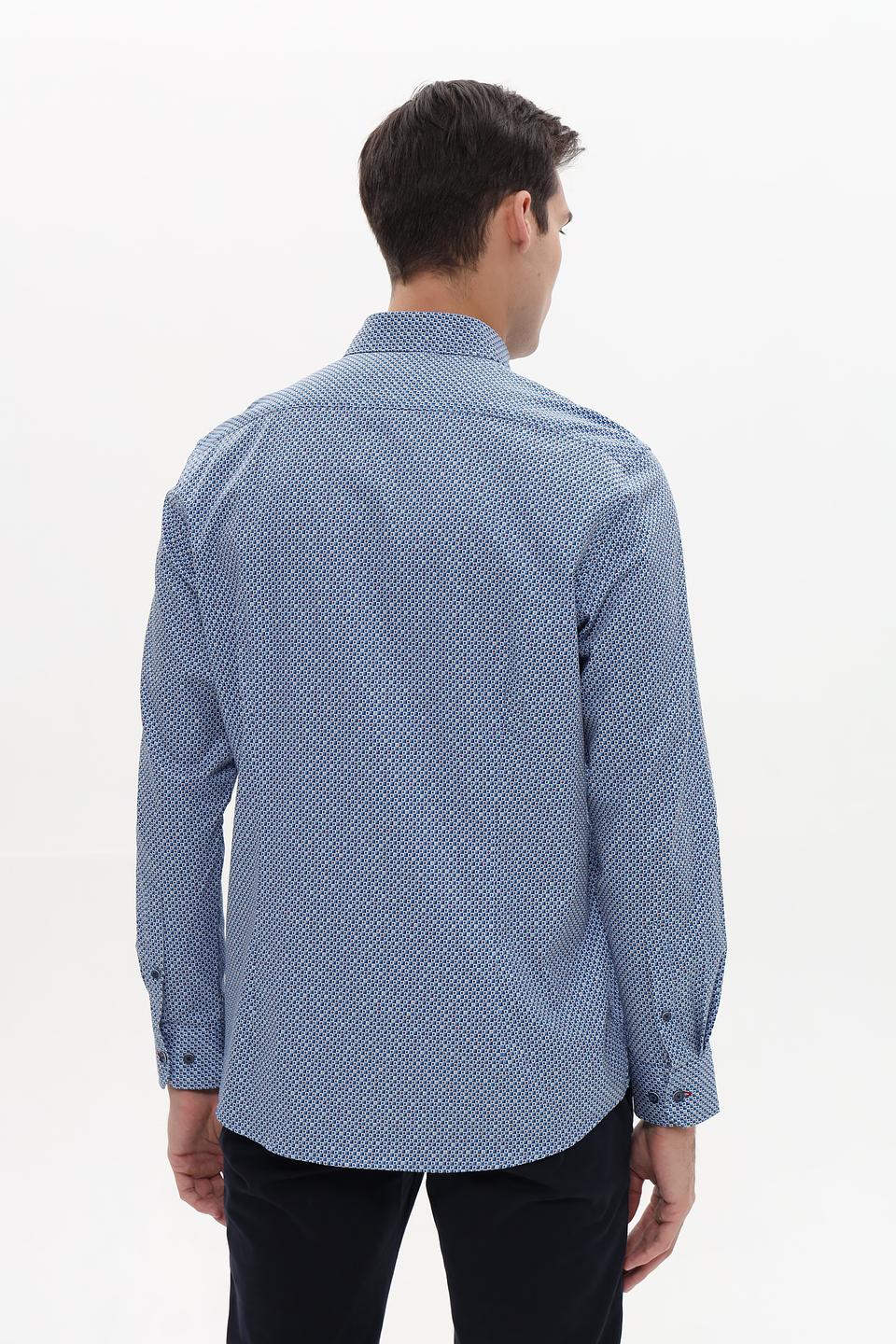 Рубашка Bugatti с принтом голубой