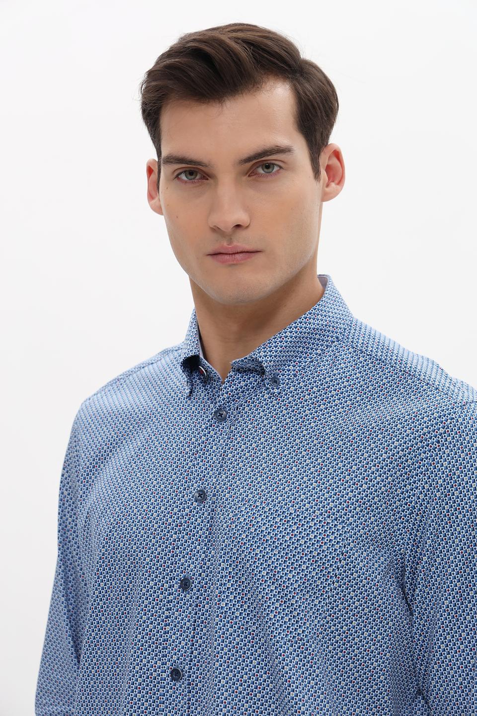 Рубашка Bugatti с принтом голубой