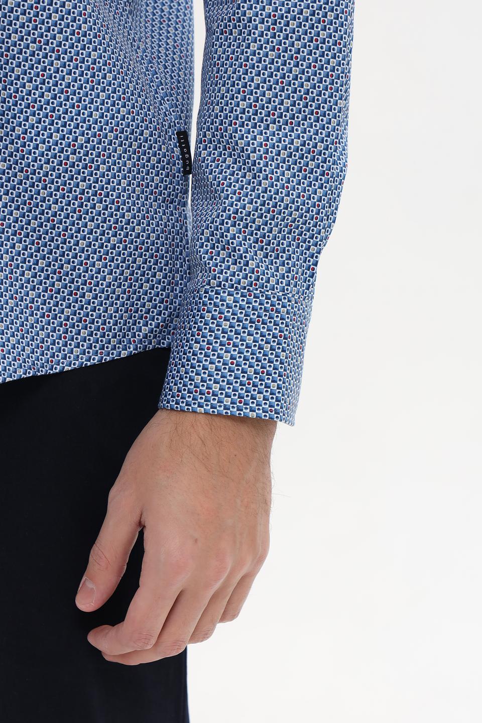 Рубашка Bugatti с принтом голубой