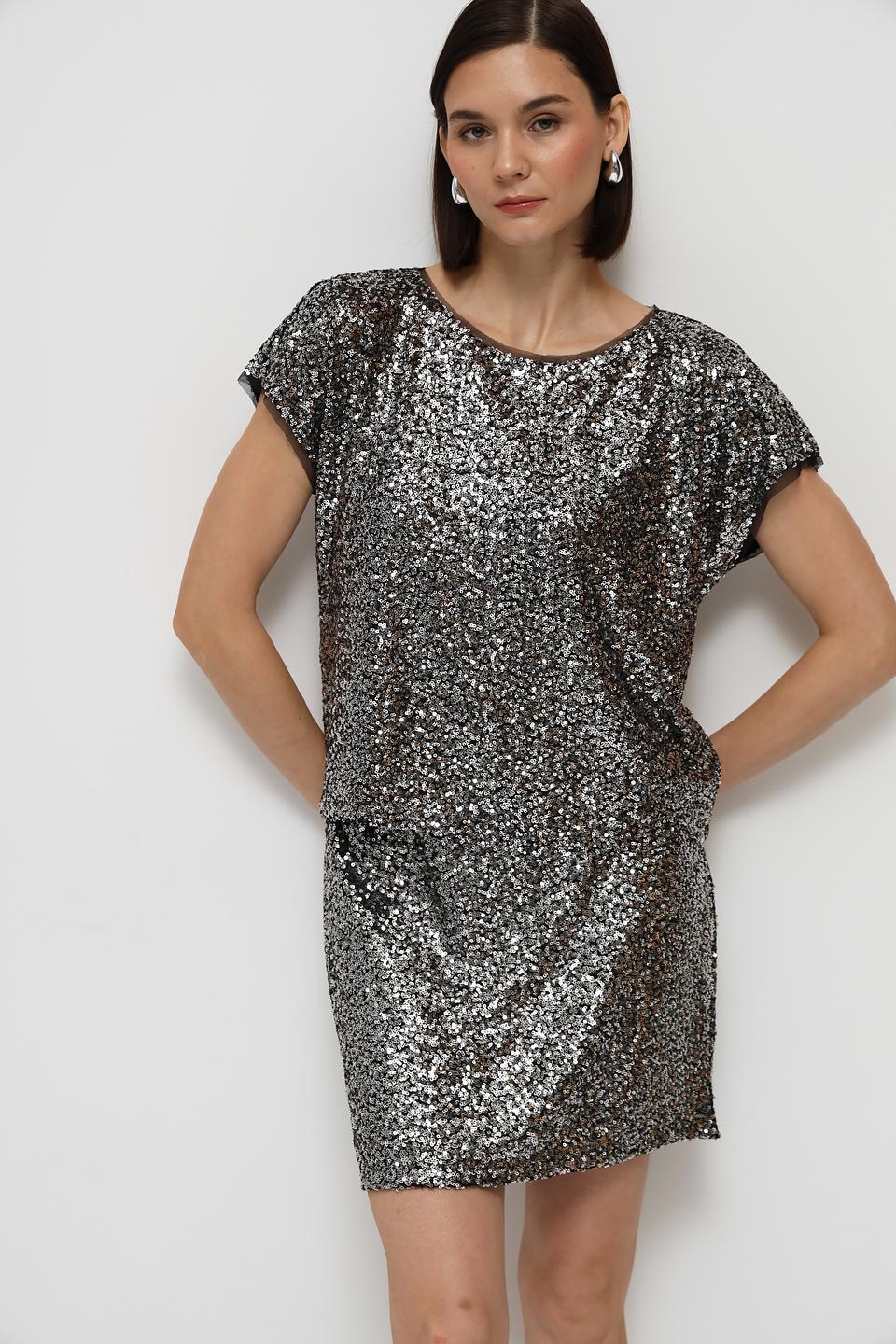 Блузка Monari с пайетками серебристая