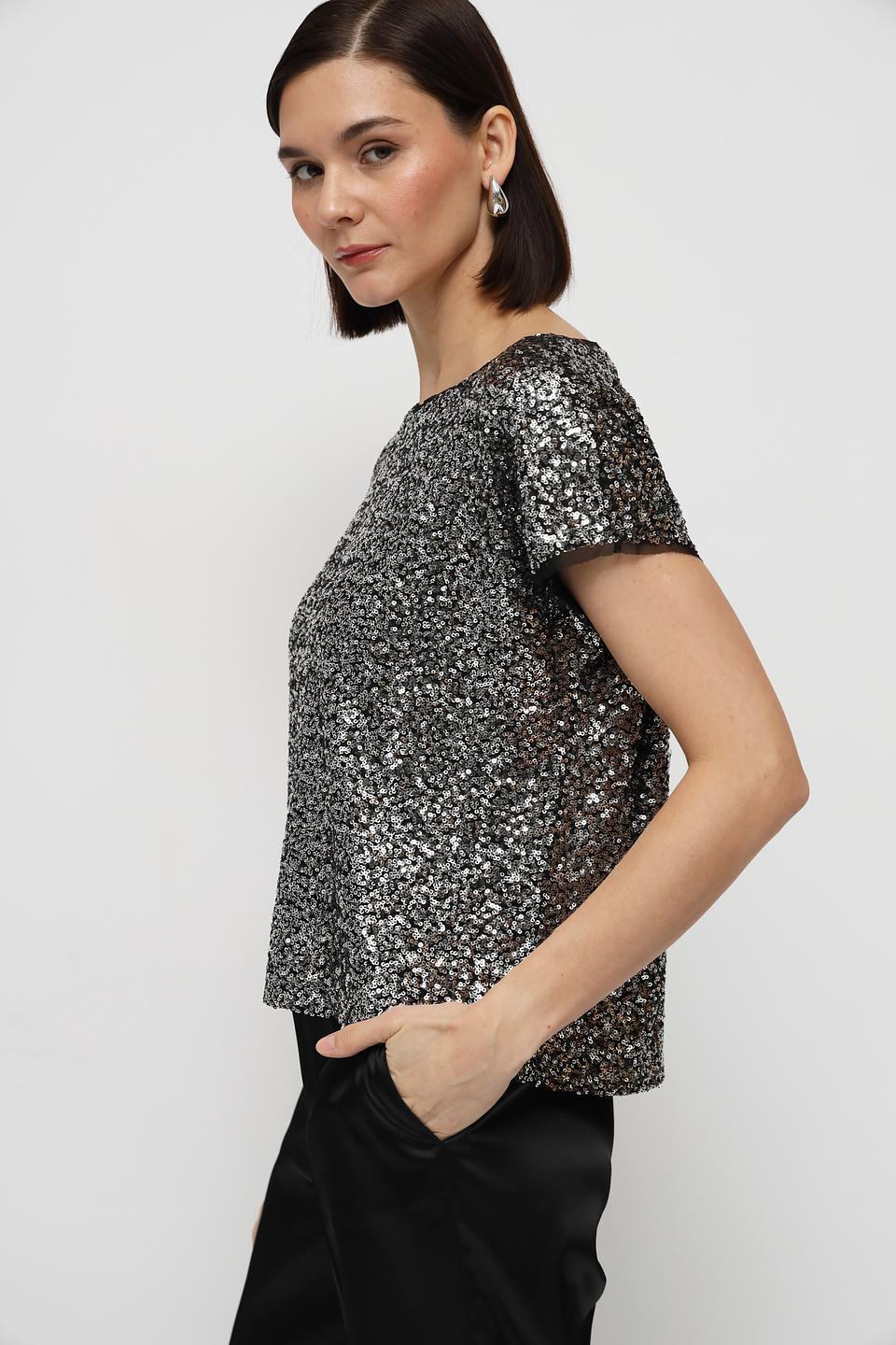 Блузка Monari с пайетками серебристая