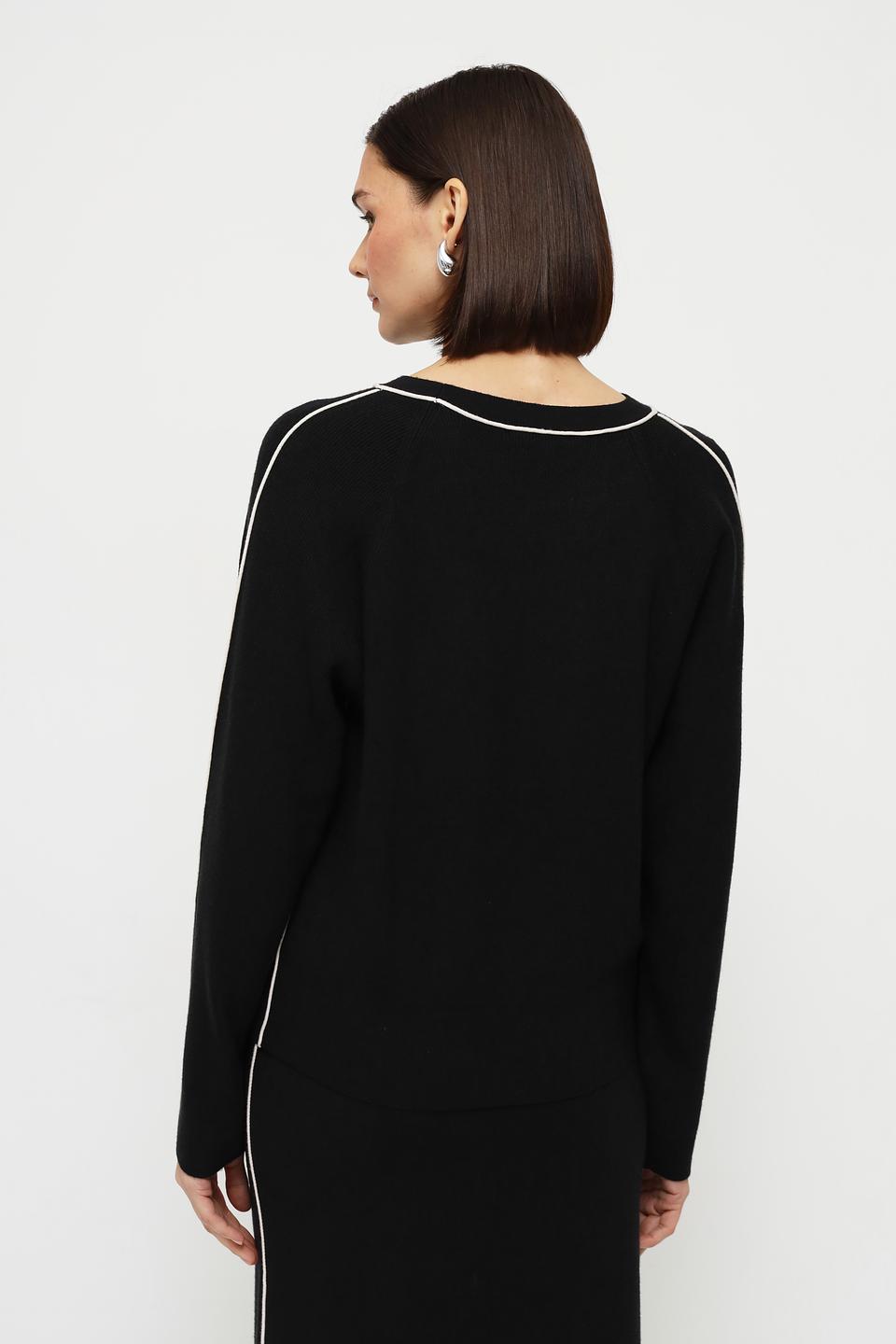 Пуловер Oui с белой отделкой