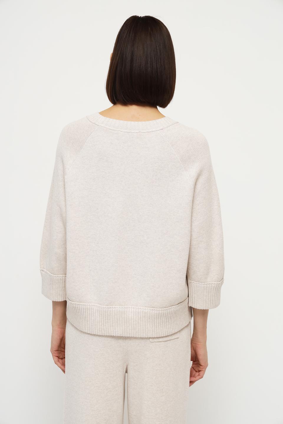 Пуловер Oui бежевый с 3/4 рукавом