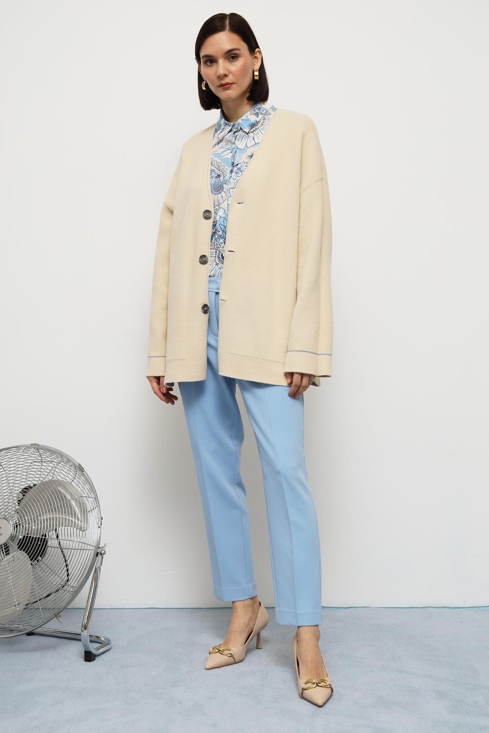 Жакет Oui с контрастной отделкой серый