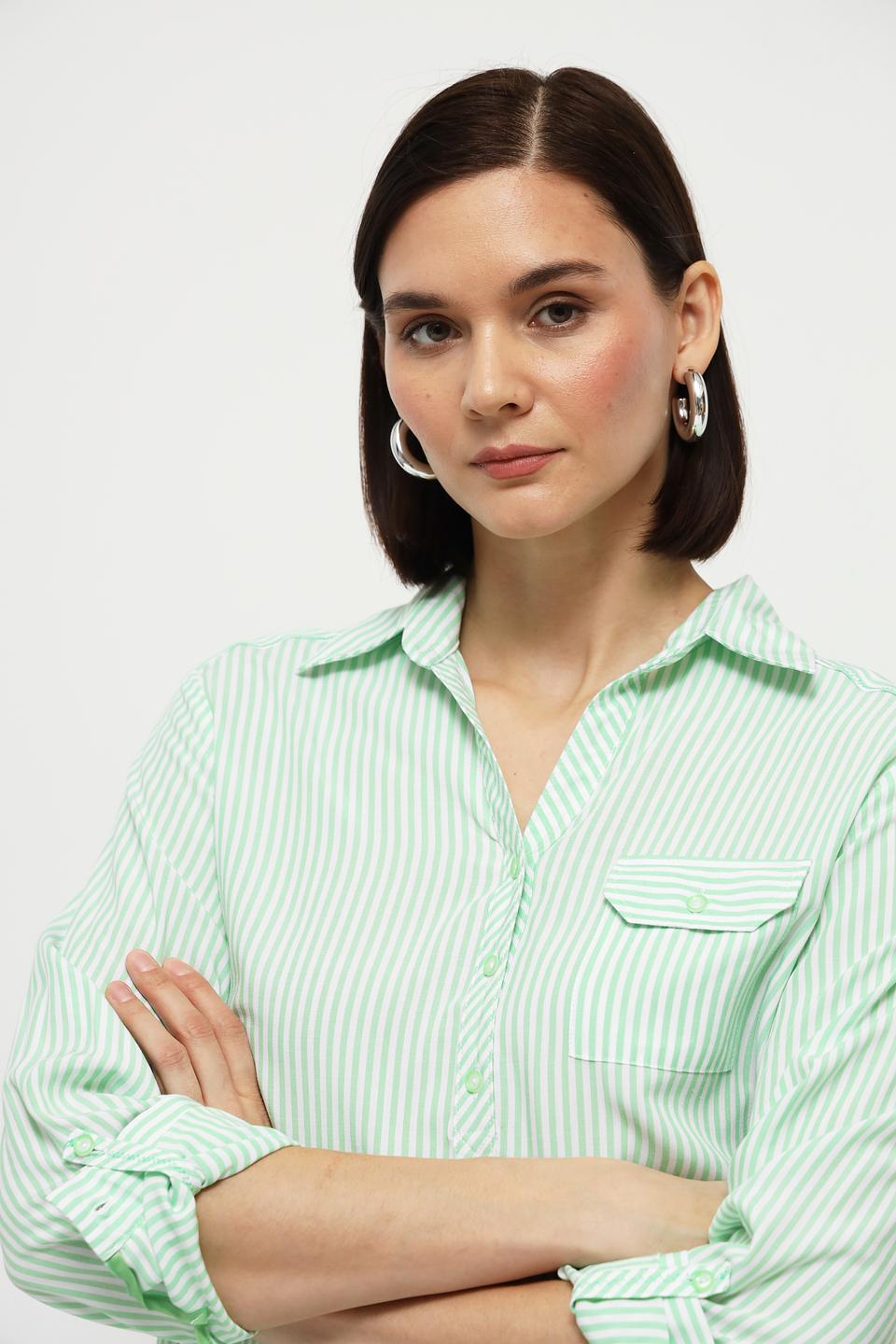 Рубашка Bianca в полоску лайм