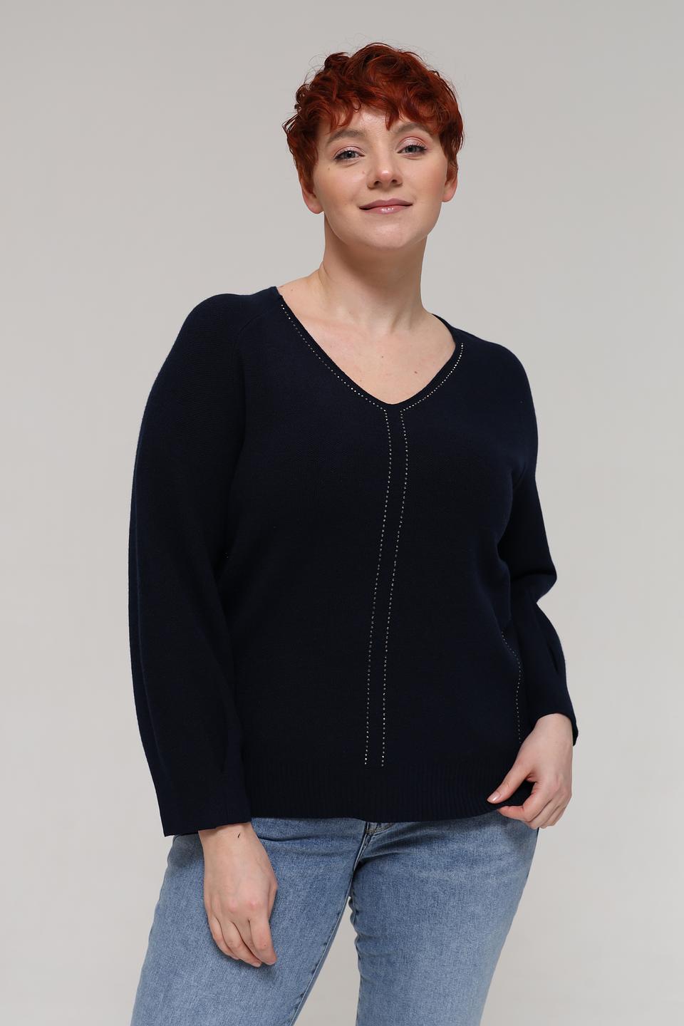 Пуловер Rabe collection тёмно-синий с V-образным вырезом