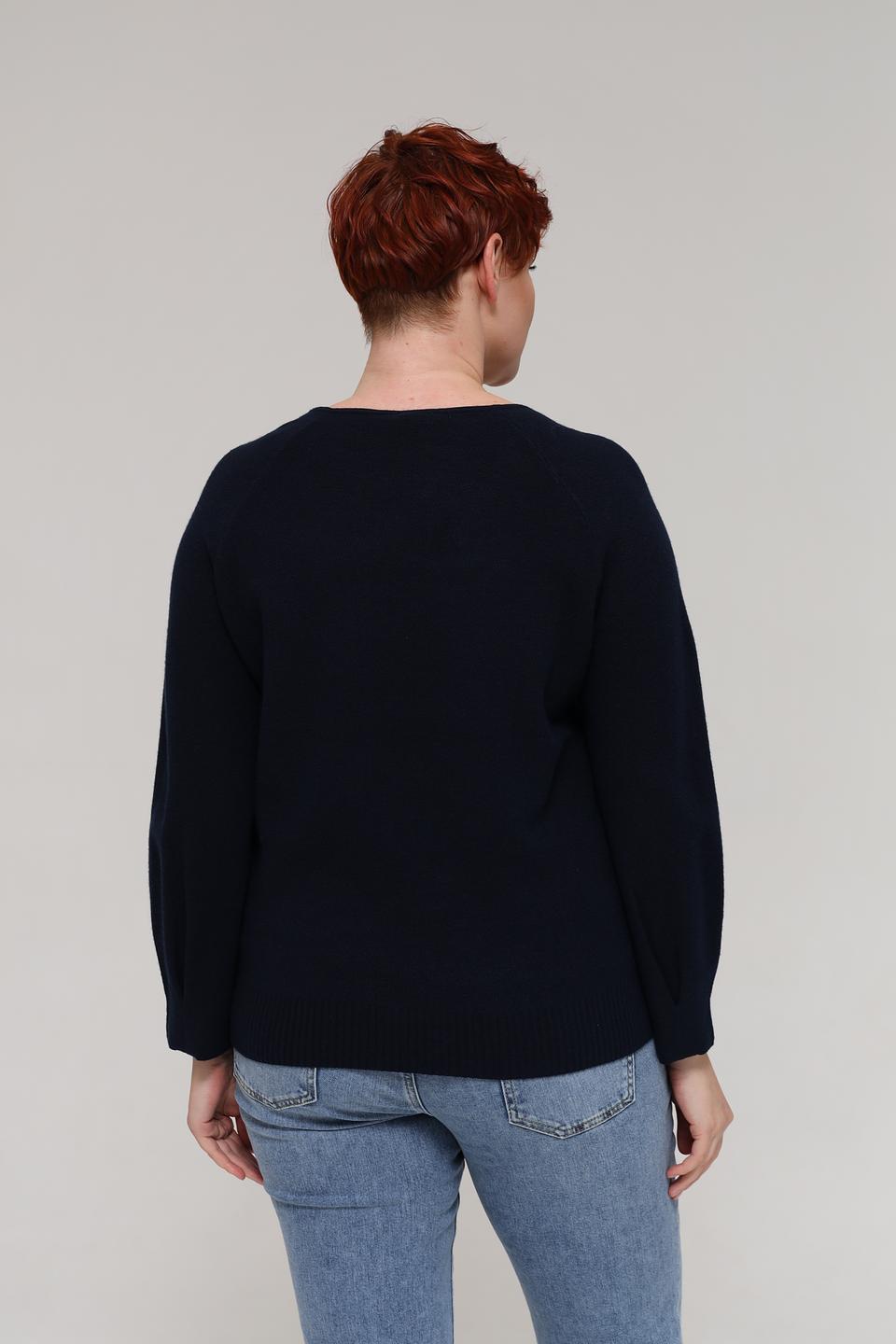 Пуловер Rabe collection тёмно-синий с V-образным вырезом