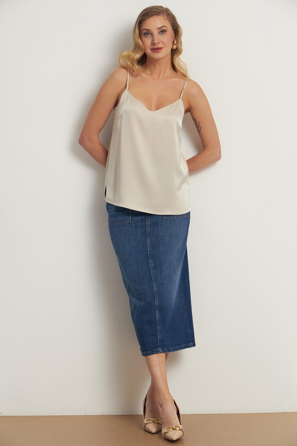 Топ Marc Cain атласный бежевый