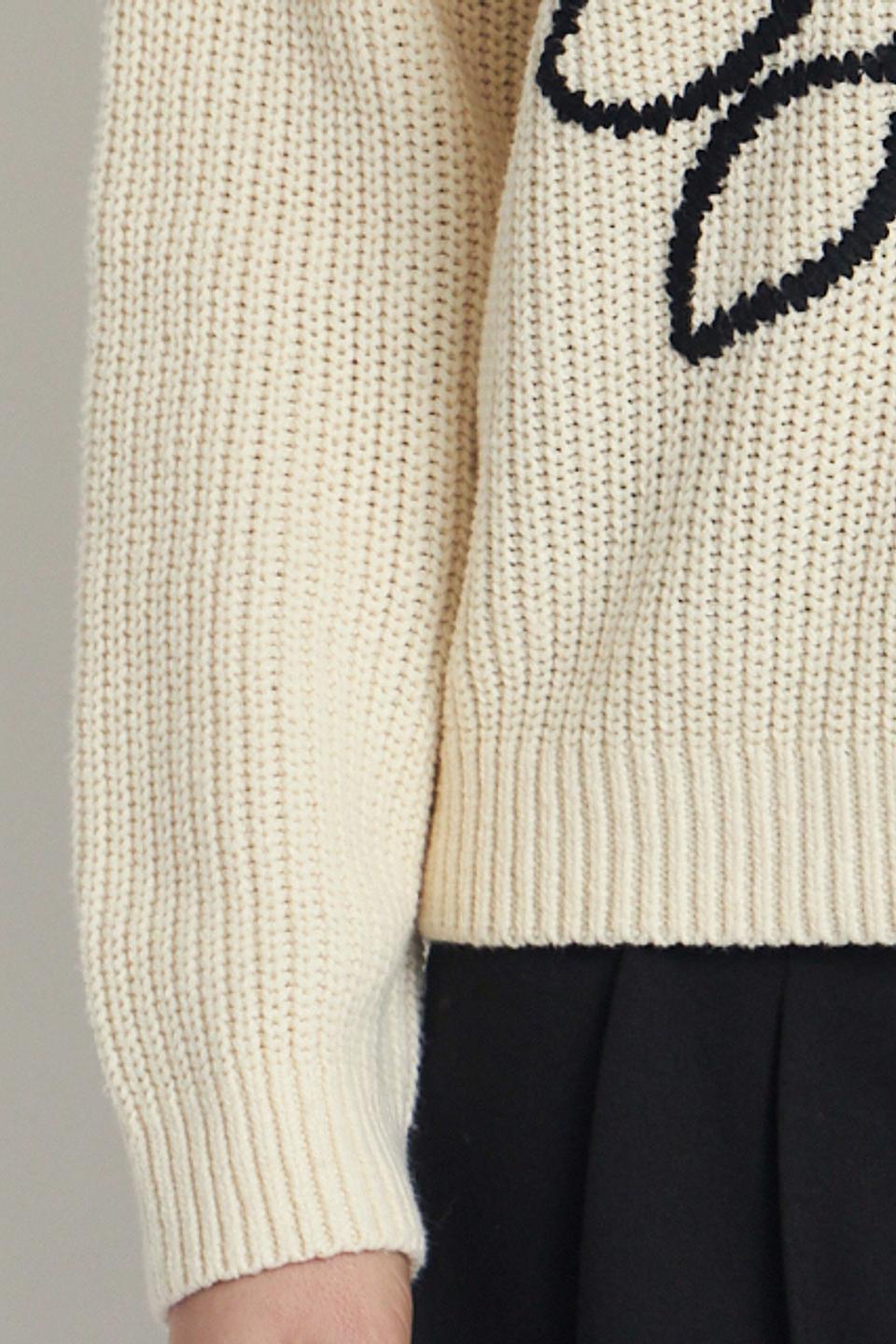 Пуловер Lecomte с цветами кремовый