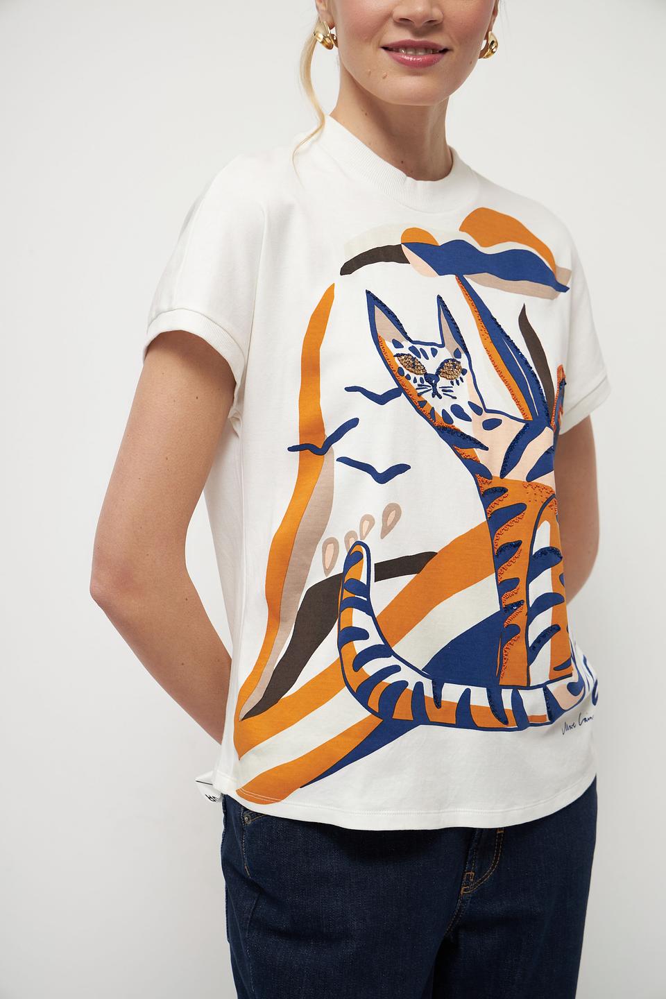 Футболка Marc Cain с принтом кота