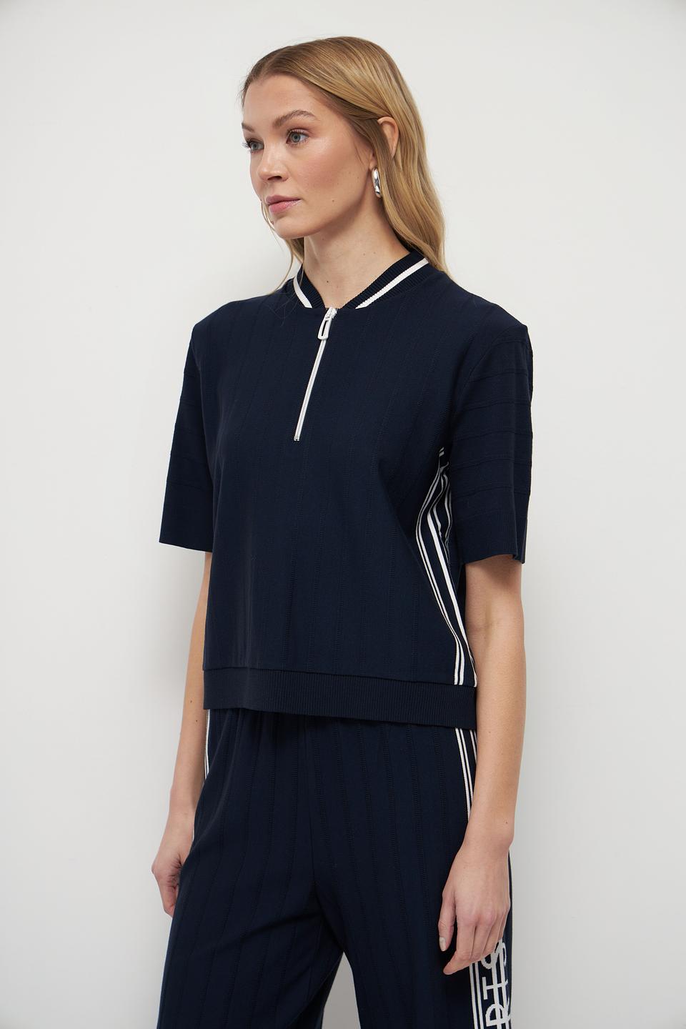 Пуловер Marc Cain темно-синий с молнией